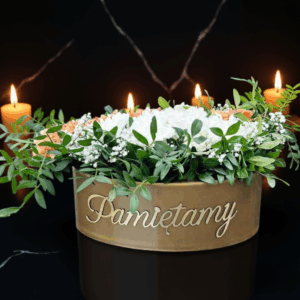 Doniczka złota na grób z napisem Pamiętamy dekoracja MD879