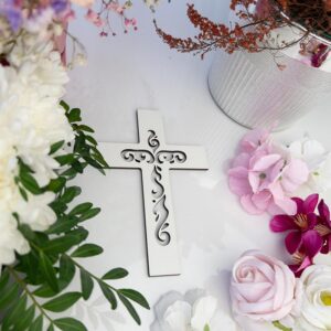 Topper Pik Krzyż Dekoracja Funeralna Kwiatów Kościoła biały MD1041