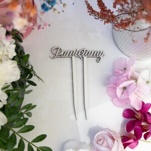 Topper Pik z napisem Pamiętamy Dekoracja kwiatów na cmentarz Biały MD1047