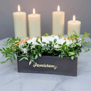 Doniczka na cmentarz prostokątna z napisem Pamiętamy grafitowa MD881