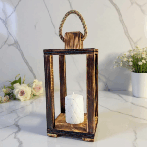 Lampion Latarnia Opalane Drewno Dekoracja Mały
