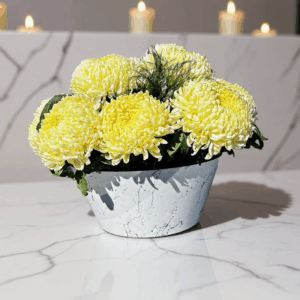 Doniczka na chryzantemy dekoracja biało-złota nakrapiana MD918