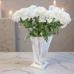 Wazon na grób dekoracja cmentarna na kwiaty biało-złota MD908