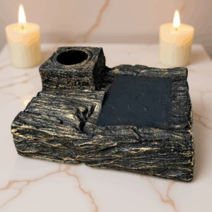 Doniczka ozdobna na grób w kształcie skały z Pianki Poliuretanowej Czarno-Złota