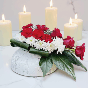 Okrągła Doniczka na Kwiatki na Grób biało złota MD883