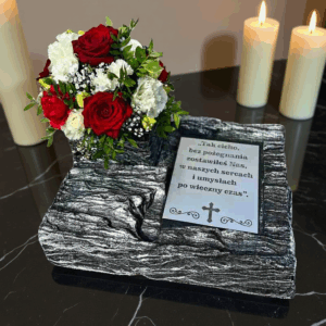 Doniczka ozdobna na grób w kształcie skały z Pianki Poliuretanowej z laminatem Srebrnym