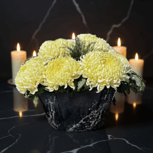 Doniczka na chryzantemy dekoracja czarno-srebrna nakrapiana MD933