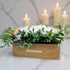 Złota doniczka na cmentarz z napisem dekoracja MD880