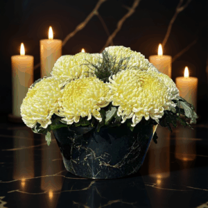 Doniczka na chryzantemy dekoracja czarna-złota nakrapiana MD917