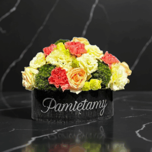 Doniczka na kwiaty dekoracja na cmentarz czarno-srebrna MD1074