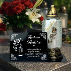 Statuetka Nagrobna – Czarna Pleksi z Miejscem na Znicz MD1384