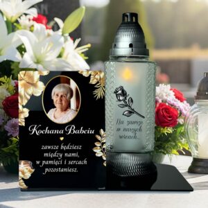 Podstawka na Znicz Czarna Plexi – Statuetka ze Zdjęciem MD1426