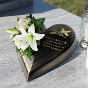 Czarno-złota doniczka serce