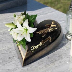 Czarno-złota doniczka serce